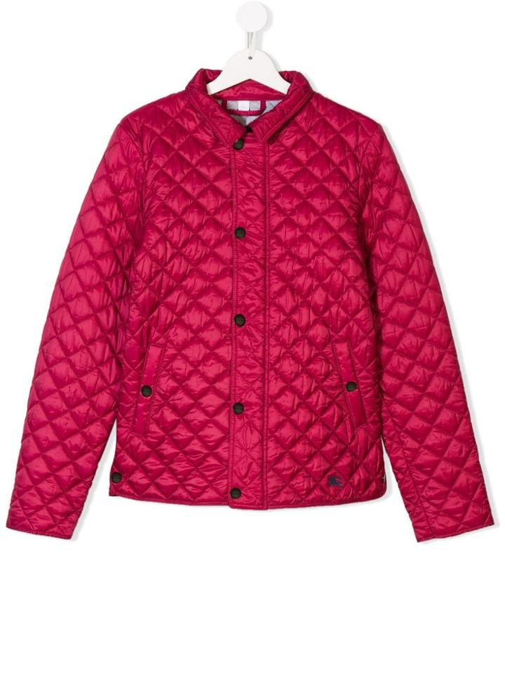 Burberry Kids Teen Diamond Quilted Jacket - Pink & Purple