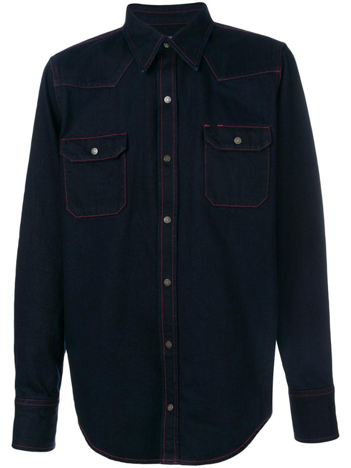 Calvin Klein 205w39nyc Contrast Stitch Denim Shirt - Blue
