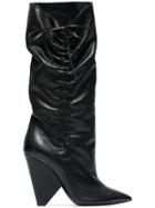 Saint Laurent Black Niki 105 Slouch Leather Boots