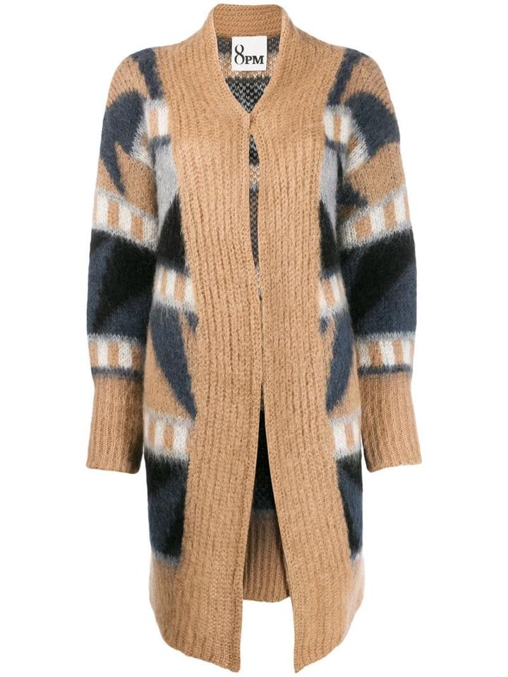 8pm Geometric Print Cardigan - Brown