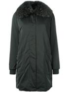 Twin-set Fur Collar Parka, Women's, Size: Medium, Green, Polyamide/polyester/racoon Fur