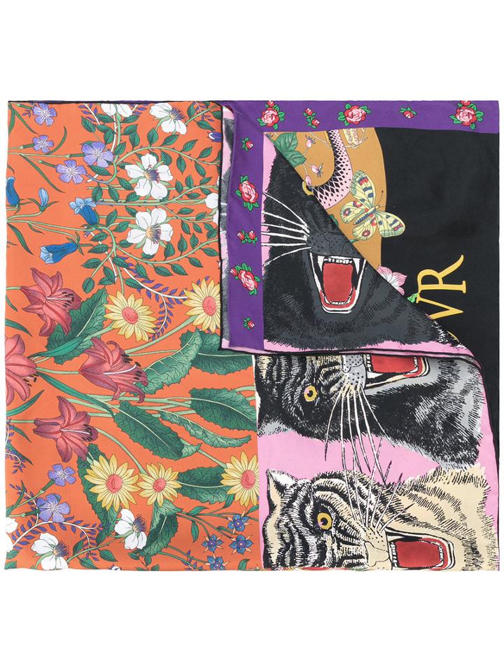 Gucci - Patchwork Print Scarf - Women - Silk - One Size, Silk
