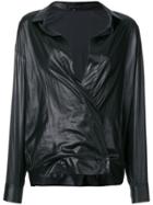 Barbara Bui Long-sleeve Fitted Wrap Blouse - Black