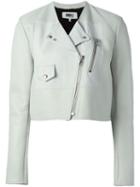 Mm6 Maison Margiela Cropped Biker Jacket, Women's, Size: 44, Grey, Cotton/lamb Skin