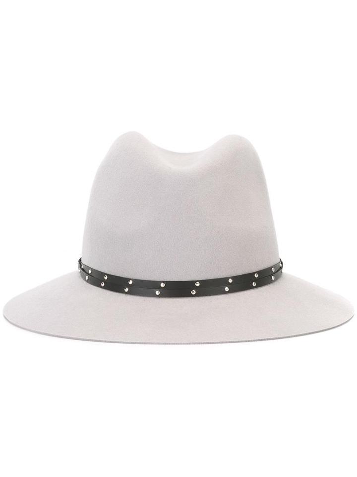 Rag & Bone Studded Detailing Fedora Hat, Women's, Size: Medium, Grey, Wool
