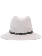 Rag & Bone Studded Detailing Fedora Hat, Women's, Size: Medium, Grey, Wool