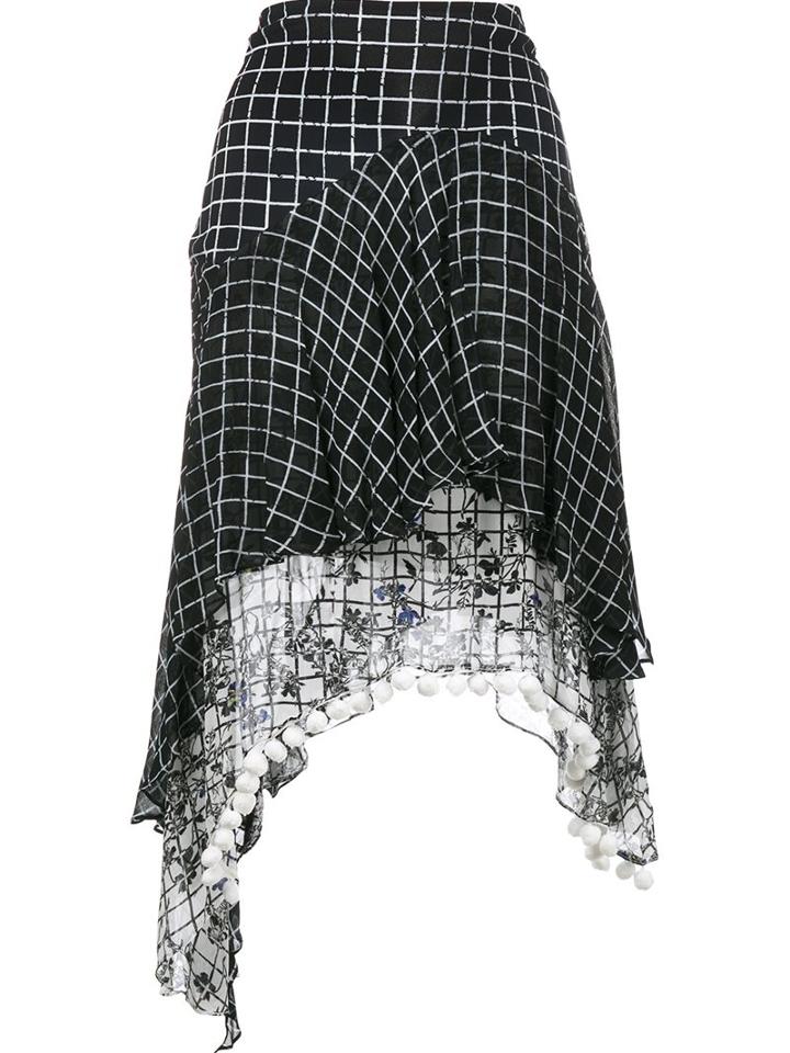 Preen By Thornton Bregazzi Grid Print Asymmetric Skirt
