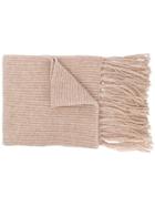 Ami Paris Ribbed Scarf Ami De Coeur Patch - Neutrals