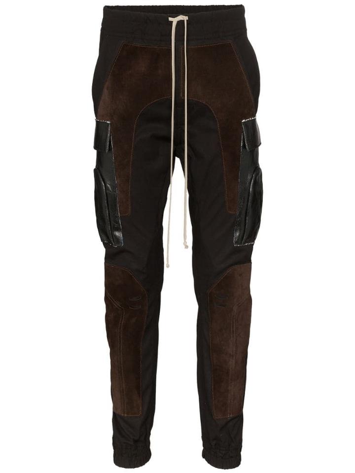 Rick Owens Leather Patch Skinny Trousers - Black