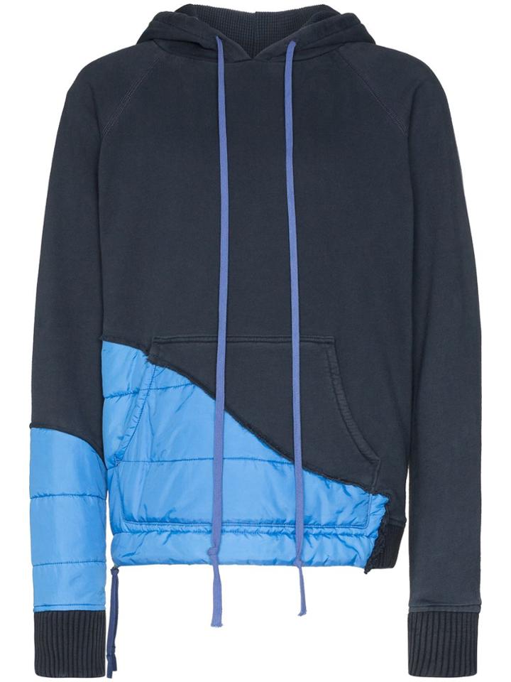 Greg Lauren 50/50 Paneled Hoodie - Blue