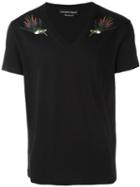 Alexander Mcqueen Bird Print T-shirt, Men's, Size: Large, Black, Cotton