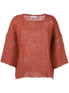 Masscob - Scoop Neck Knitted Top - Women - Linen/flax/polyamide/viscose - 42, Yellow/orange, Linen/flax/polyamide/viscose