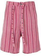 Paura Striped Shorts - Red