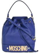 Moschino Logo Plaque Bucket Tote, Women's, Blue