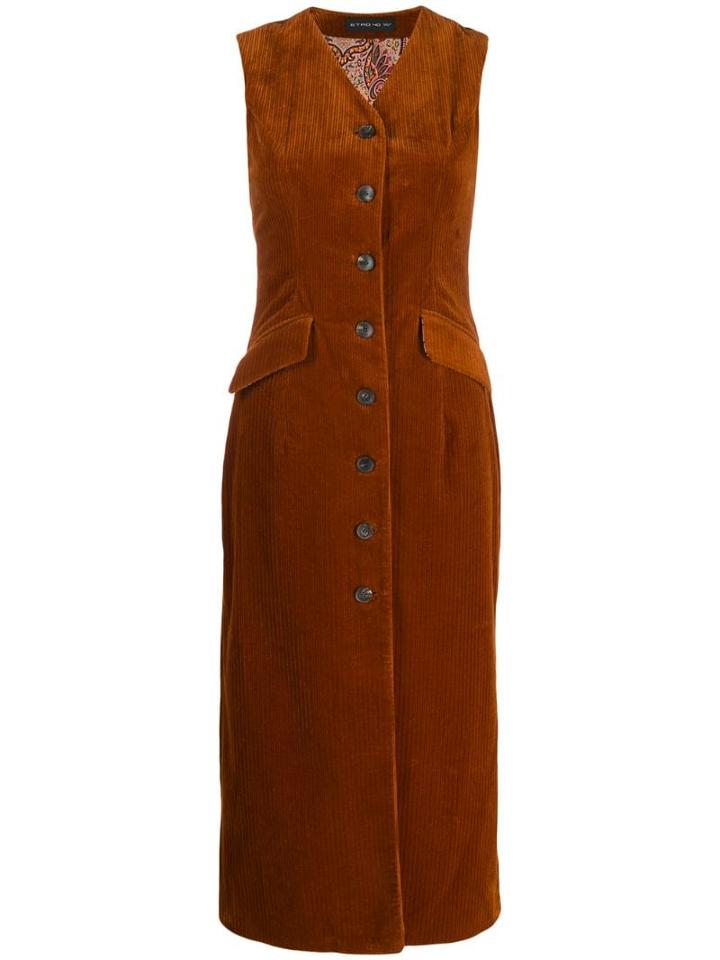 Etro Corduroy Button-up Dress - Brown