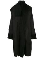 Yohji Yamamoto Hooded Boa Coat - Black