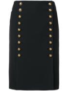 Saint Laurent Button Front Pencil Skirt - Black