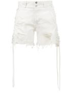 Faith Connexion - Distressed Shorts With Lace-up Sides - Women - Cotton - S, White, Cotton