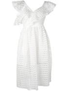 Self-portrait - Cut-out Detail Shift Dress - Women - Polyester - 12, Women's, White, Polyester
