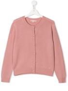 Bonpoint Teen Round Neck Cardigan - Pink