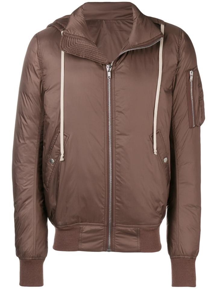 Rick Owens Drawstring Hood Padded Jacket - Brown