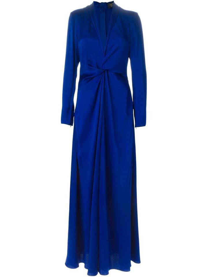 Lanvin Draped Evening Gown, Women's, Size: 36, Blue, Acetate/viscose