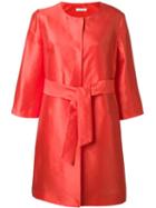 P.a.r.o.s.h. Satin Effect Belted Coat, Women's, Size: Medium, Red, Polyester/silk
