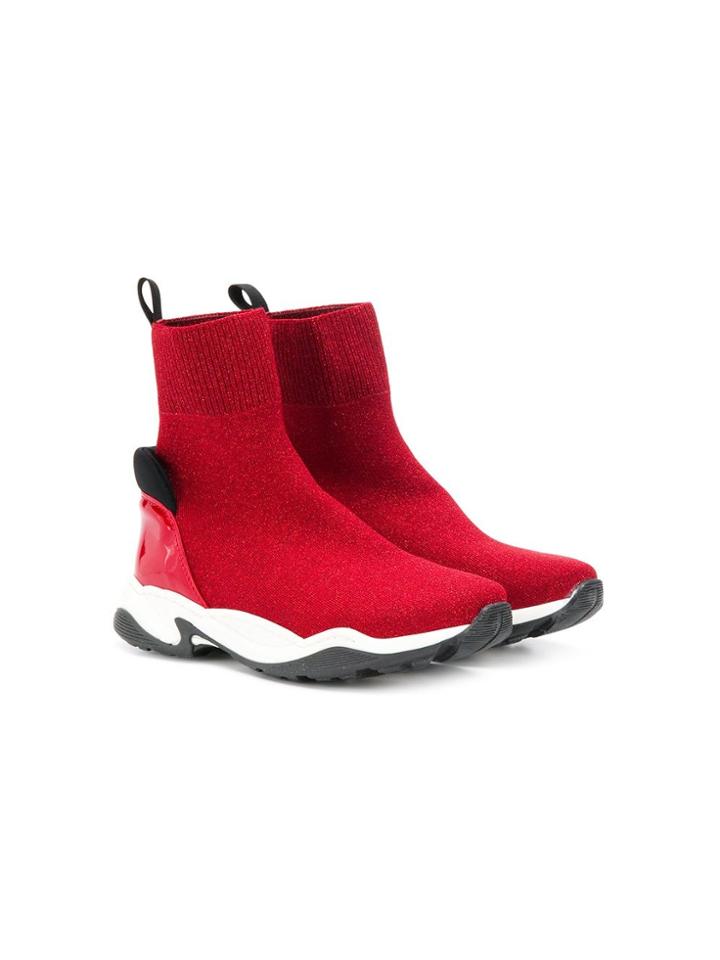 Mi Mi Sol Teen Lurex Sock Hi-top Sneakers - Red