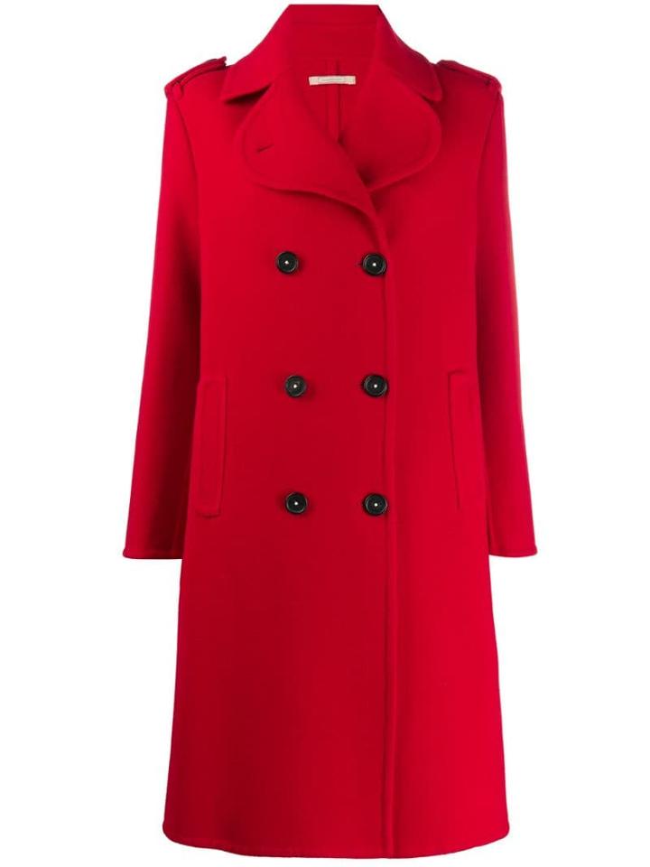Massimo Alba Double-breasted Buttoned Coat - Red