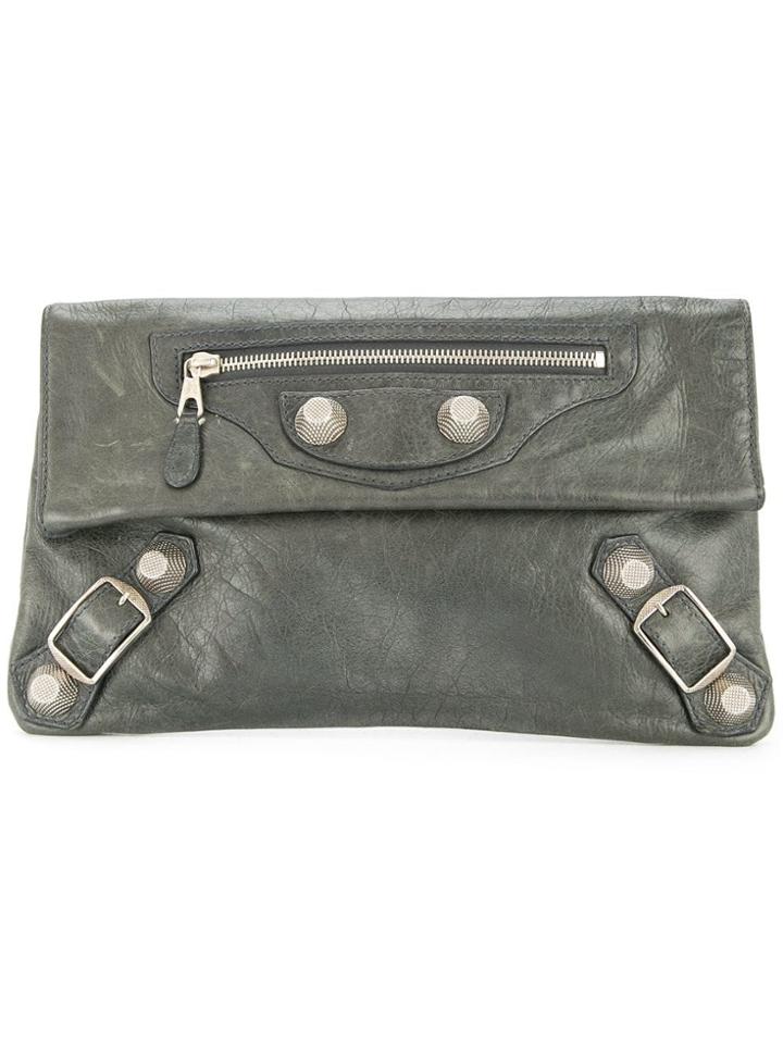 Balenciaga Vintage The Giant Envelope Clutch Hand Bag - Green