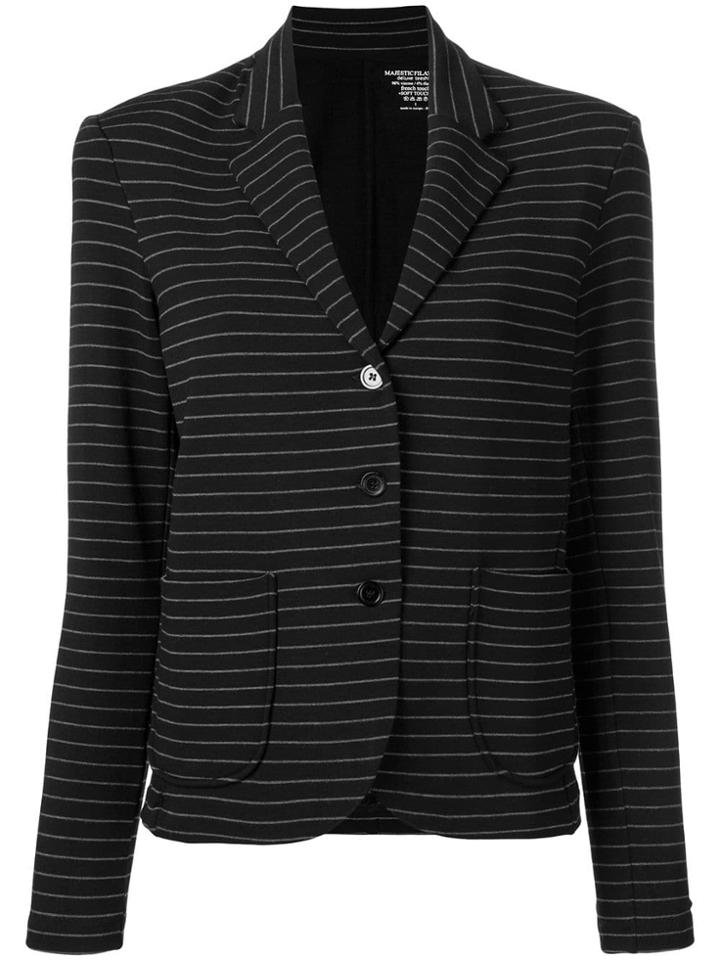 Majestic Filatures Striped Single Breasted Blazer - Black
