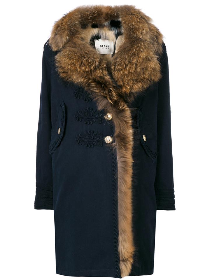 Bazar Deluxe Fur Trim Coat - Blue