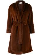 Vince Textured Belted Coat - Brown