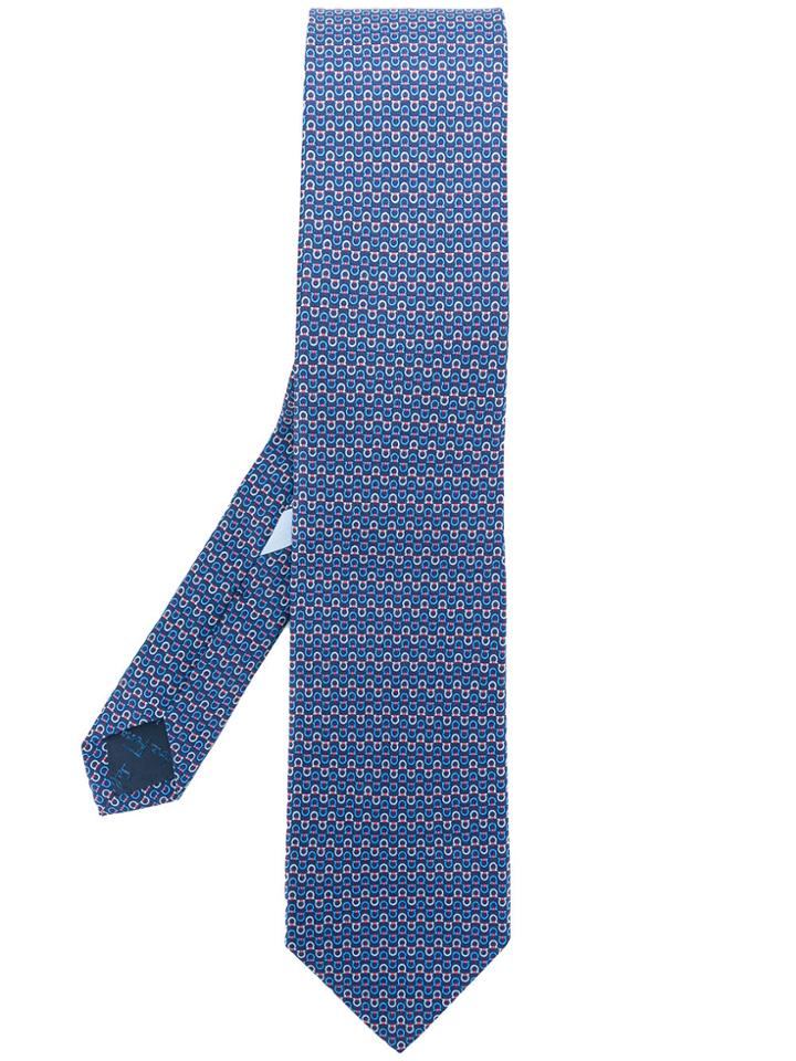 Salvatore Ferragamo Micro Gancio Print Tie - Blue