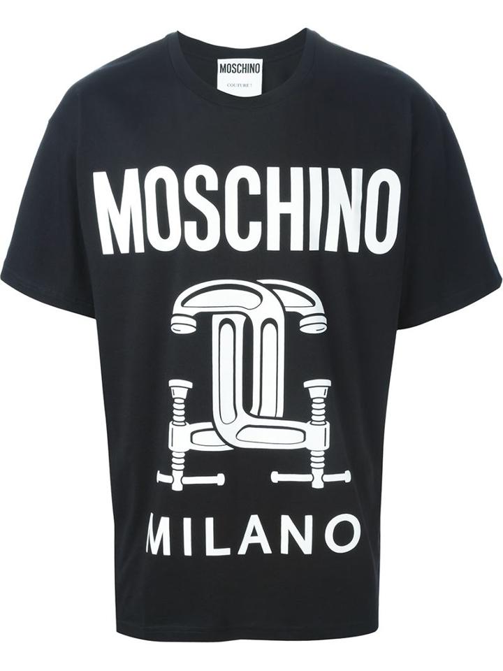 Moschino Logo Print T-shirt, Adult Unisex, Size: S, Black, Cotton