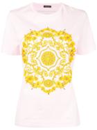 Versace Gold Hibiscus Print T-shirt - Pink