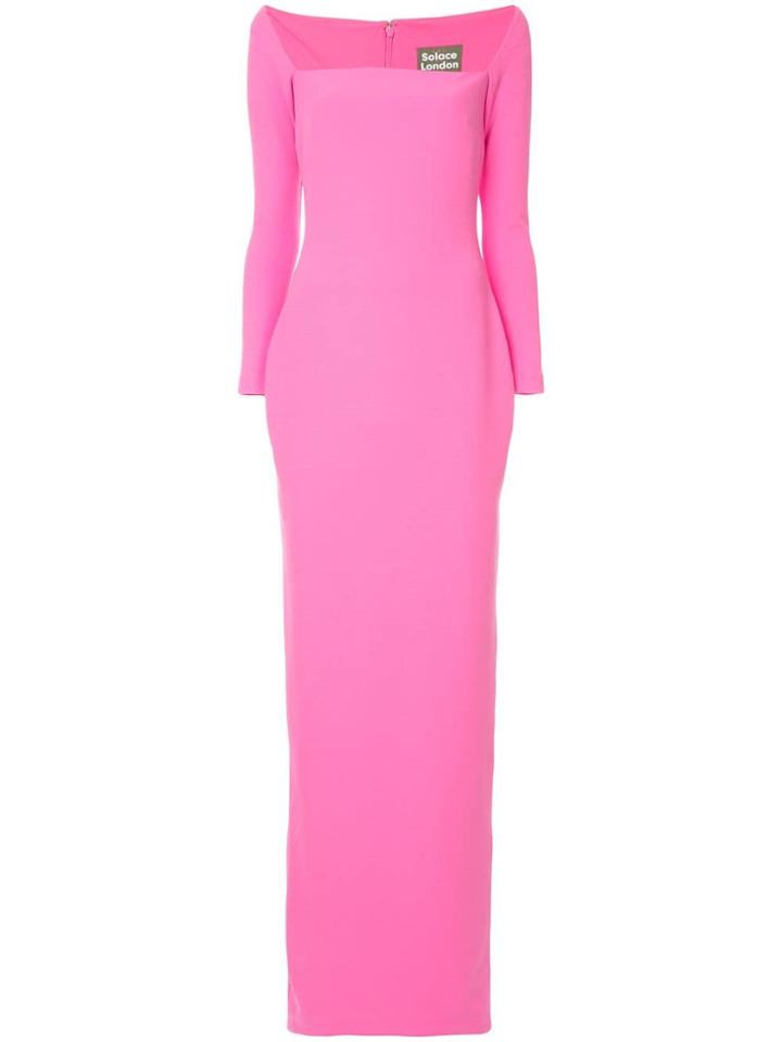 Solace London Square Neck Maxi Dress - Pink & Purple