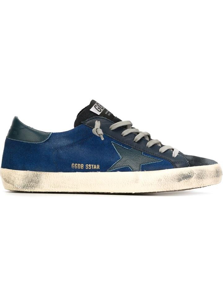 Golden Goose Deluxe Brand Super Star Sneakers, Men's, Size: 39, Blue, Leather/rubber/calf Leather/cotton