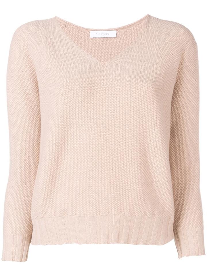 Cruciani Cropped V-neck Sweater - Neutrals