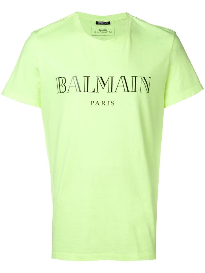 Balmain Logo Print T-shirt - Yellow