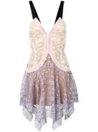 Self-portrait Panelled Lace Mini Dress - Pink & Purple