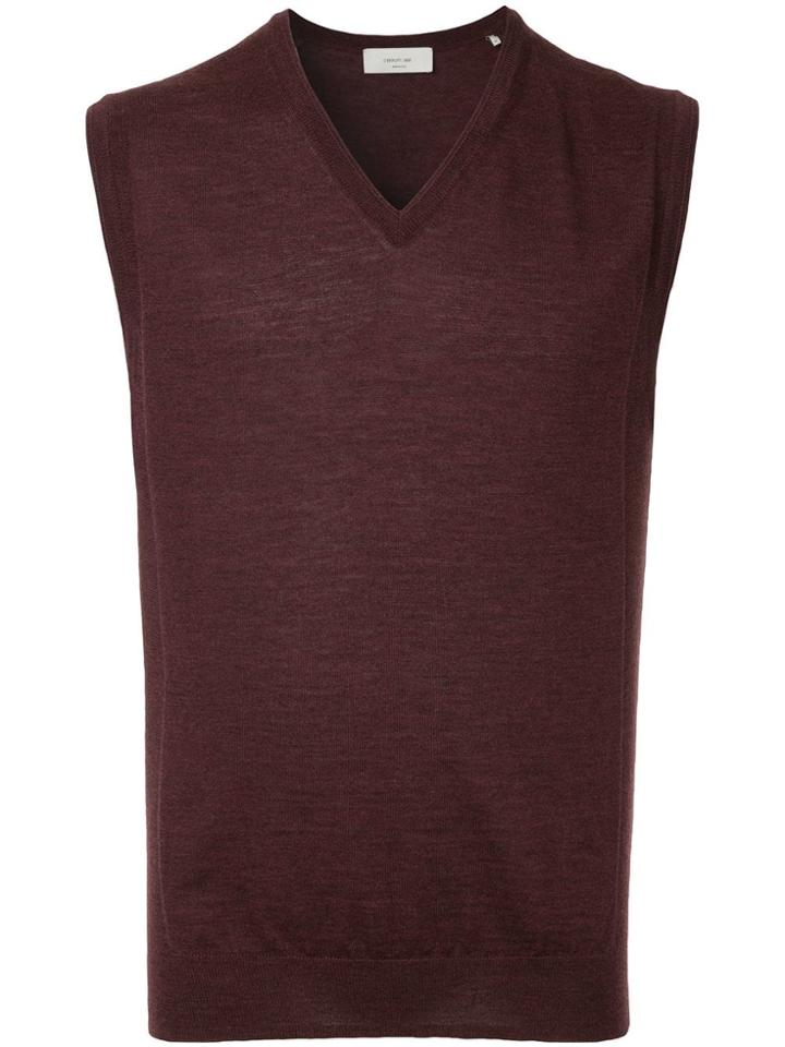 Cerruti 1881 Sleeveless Fitted Sweater - Red