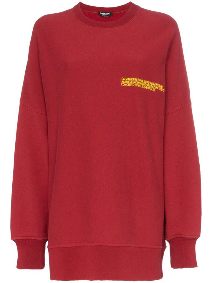 Calvin Klein 205w39nyc Logo Print Oversized Cotton Jumper - Red