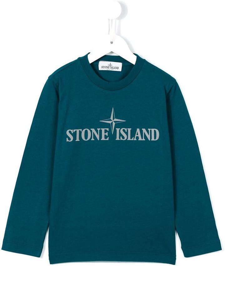 Stone Island Kids Logo Print T-shirt, Boy's, Size: 10 Yrs, Blue