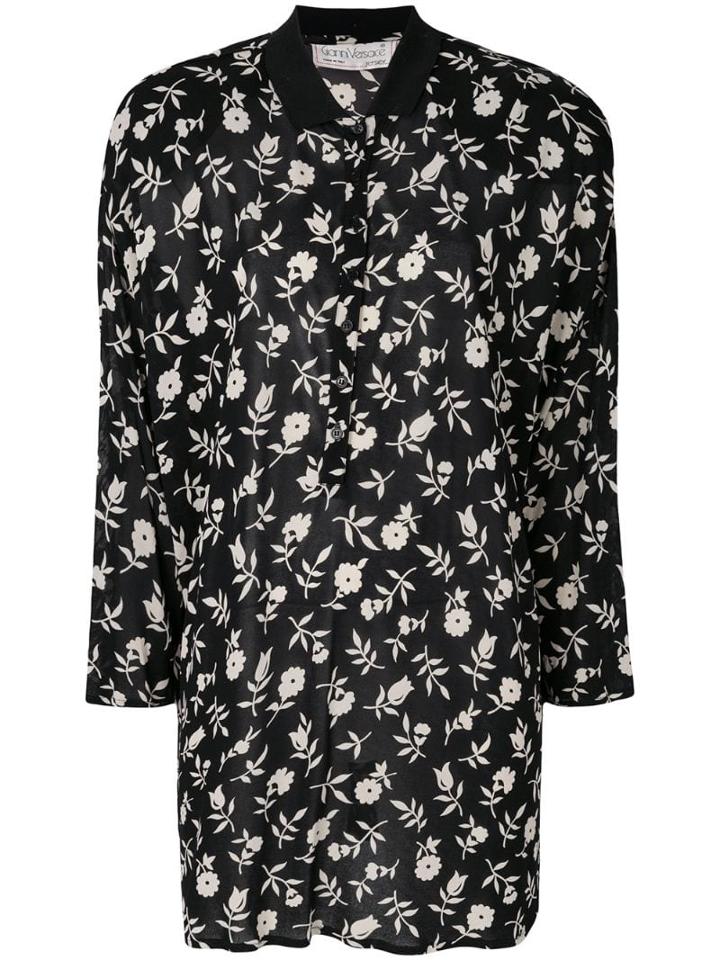 Versace Pre-owned Floral Printed Shirt - Black