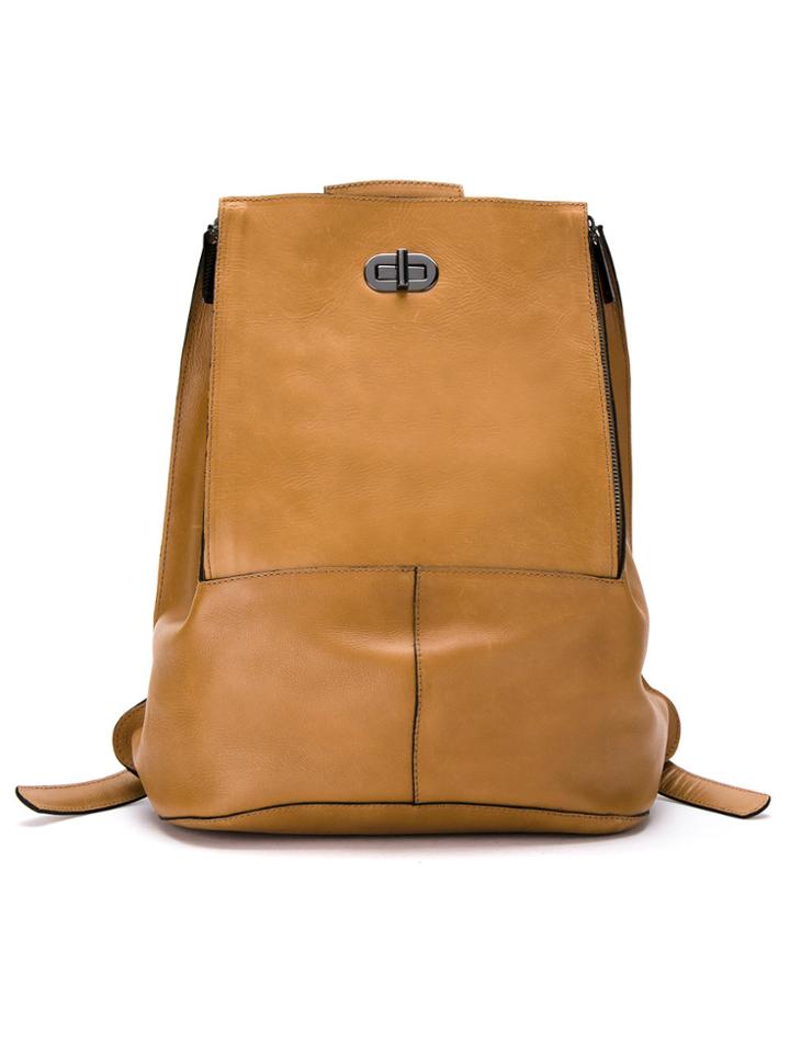 Mara Mac Leather Zip Backpack - Brown