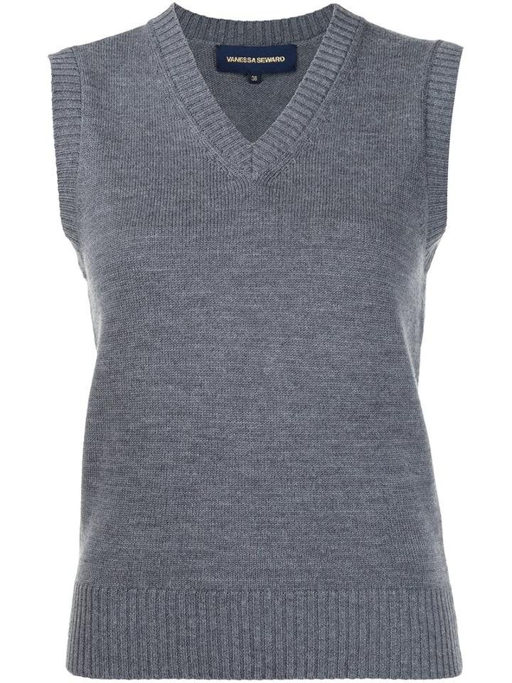 Vanessa Seward V-neck Knitted Vest, Women's, Size: 36, Grey, Merino