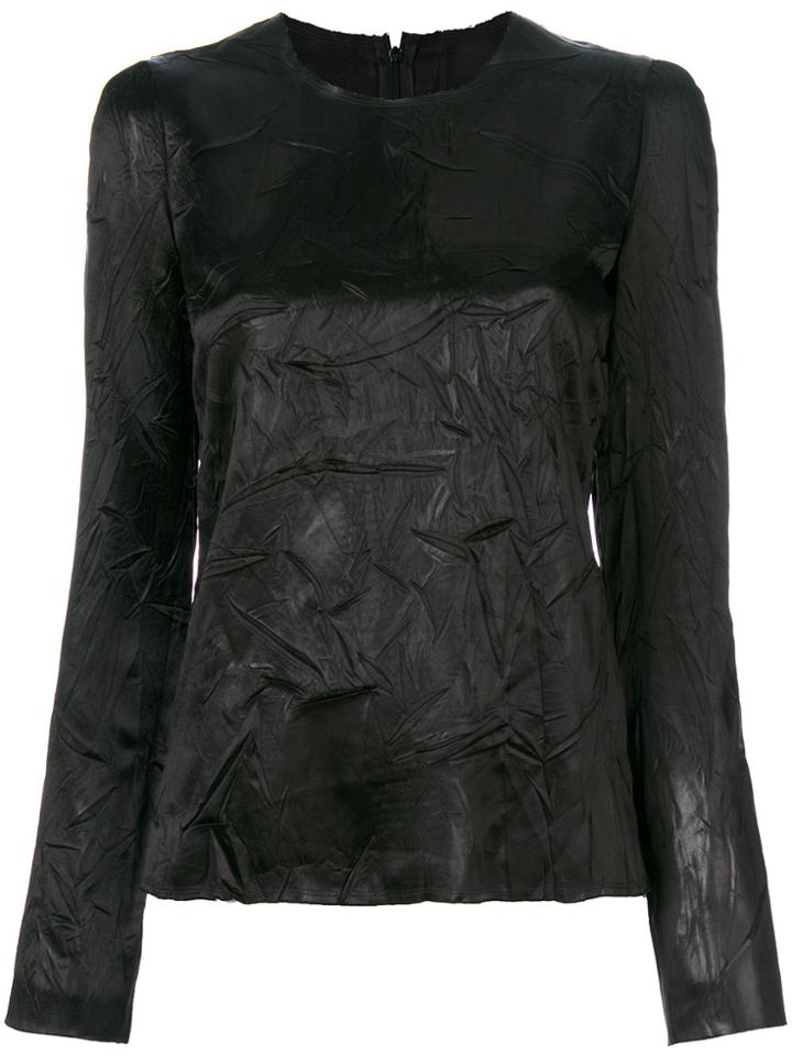 Maison Margiela Crease Effect Long Sleeve Blouse - Black