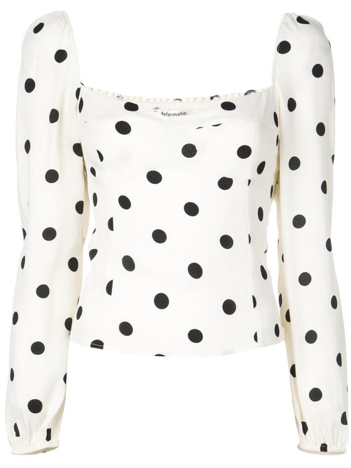 Reformation Polka Dot Reign Top - White