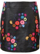 Tanya Taylor Floral Skirt, Women's, Size: 4, Black, Lamb Skin